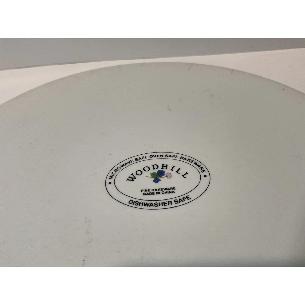 Woodhill Fine Bakeware‎ Round Floral Serving Pie Plate Dish Microwave Oven Safe